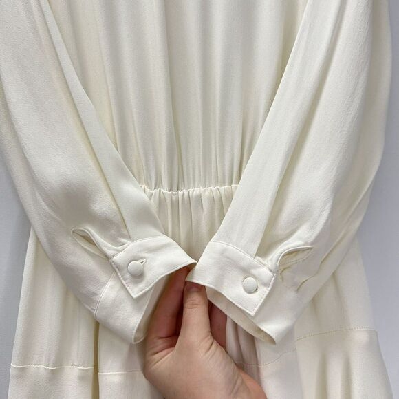 Karina Grimaldi Jack Solid Mini Dress Ivory White Long Sleeve Keyhole Size M - Picture 5 of 15
